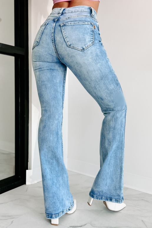 lichte steen Charlene levendige flare jeans met hoge taille NanaMacs HPTT3408