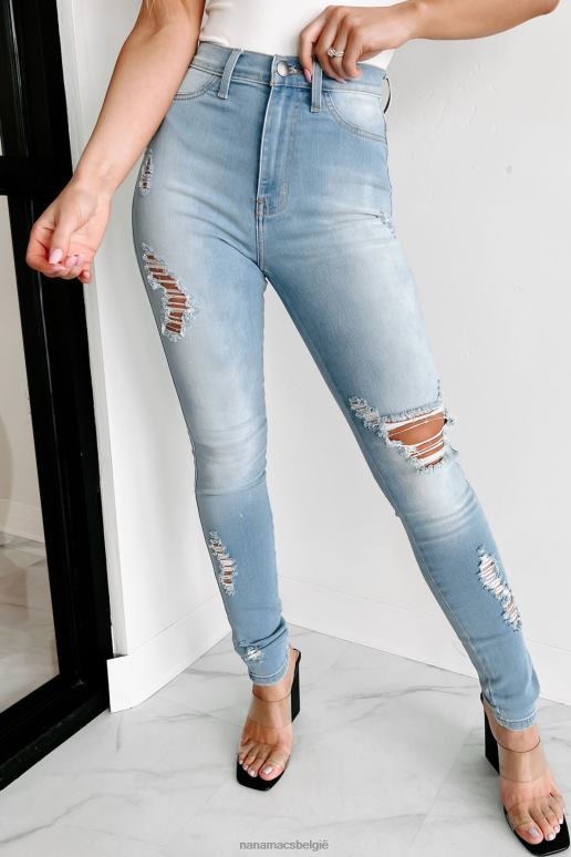 lichte steen anika versleten skinny jeans met hoge taille NanaMacs HPTT3414