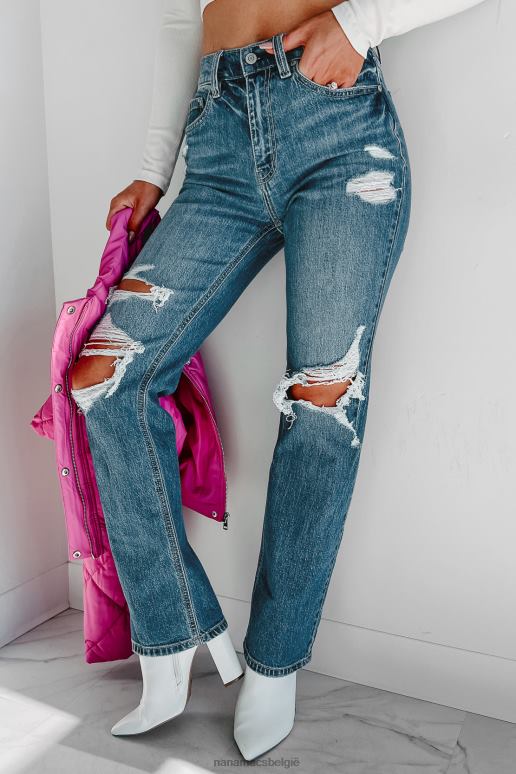 medium Chamberlin verontruste eunina dad jeans met hoge taille NanaMacs HPTT3422
