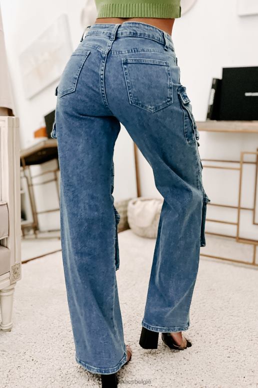 medium blauwe wassing reality check cargojeans met rechte pijpen NanaMacs HPTT3140