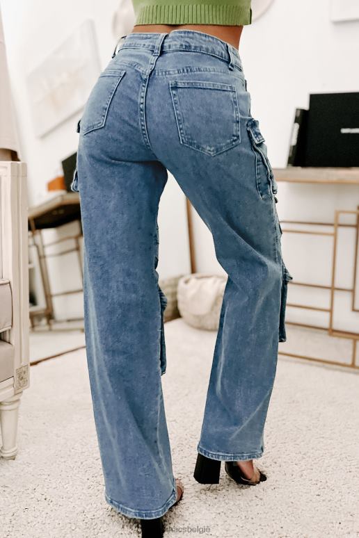 medium blauwe wassing reality check cargojeans met rechte pijpen NanaMacs HPTT3140