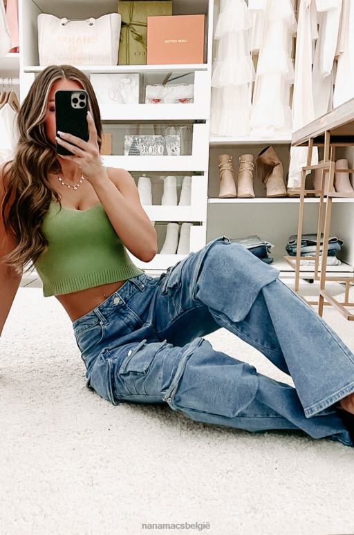 medium blauwe wassing reality check cargojeans met rechte pijpen NanaMacs HPTT3140