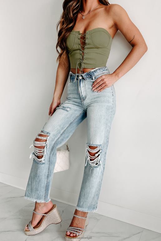 medium-licht op de lowdown flip waist distressed straight leg jeans NanaMacs HPTT3394