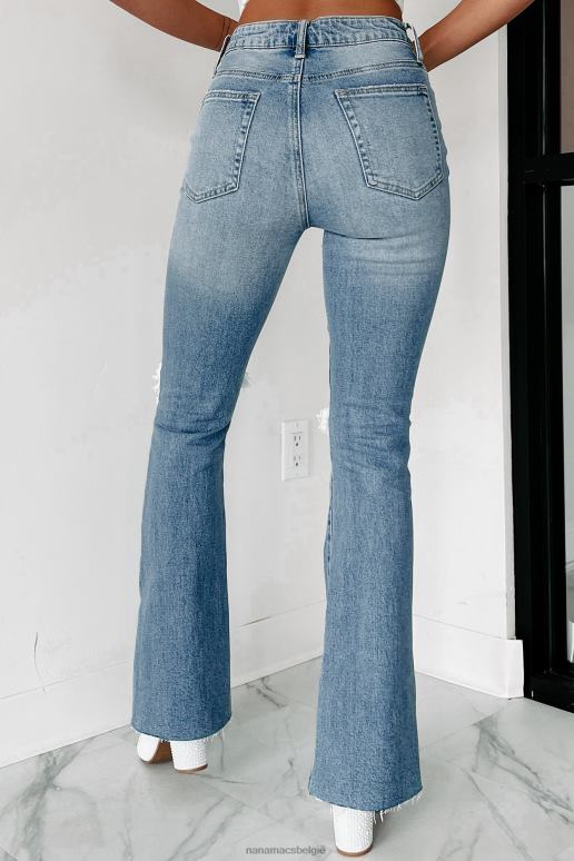 medium spijkerstof ophelia high rise distressed kick flare jeans NanaMacs HPTT3376