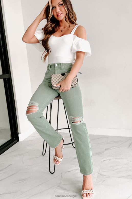olijf penelope kancan jeans met hoge taille en rechte pijpen NanaMacs HPTT3387