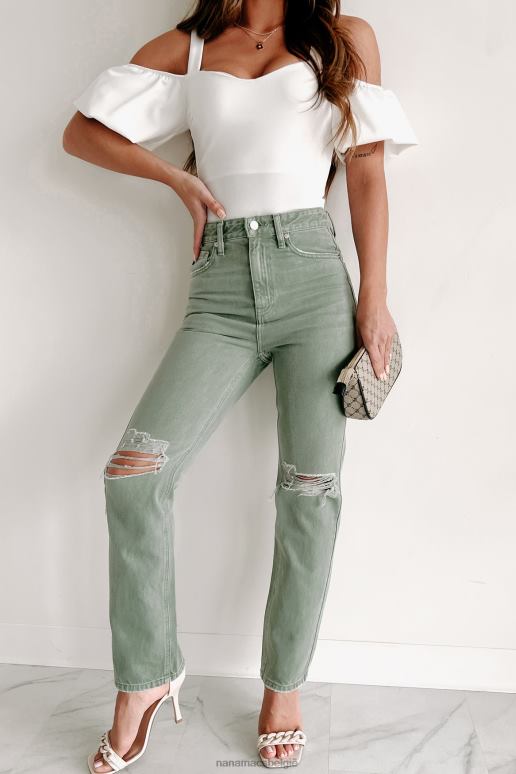 olijf penelope kancan jeans met hoge taille en rechte pijpen NanaMacs HPTT3387