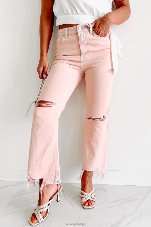 perzik stacy dye wash crop flare jeans met hoge taille NanaMacs HPTT3367
