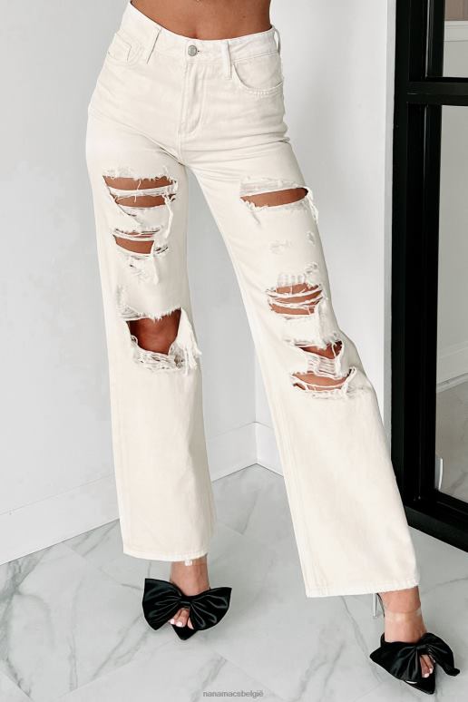 room stop met het spelen van distressed vervet dad jeans met hoge taille NanaMacs HPTT3410