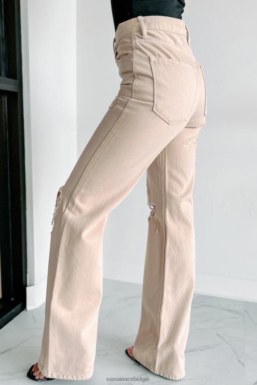 taupe tessa kancan jeans met hoge taille en uitlopende pijpen uit de jaren 90 NanaMacs HPTT3407