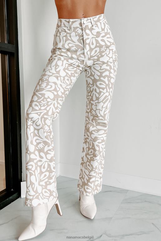taupe tijden veranderen jeans met abstracte print NanaMacs HPTT3082