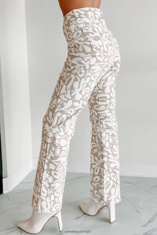 taupe tijden veranderen jeans met abstracte print NanaMacs HPTT3082