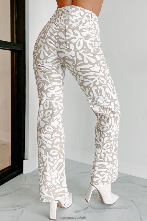 taupe tijden veranderen jeans met abstracte print NanaMacs HPTT3082
