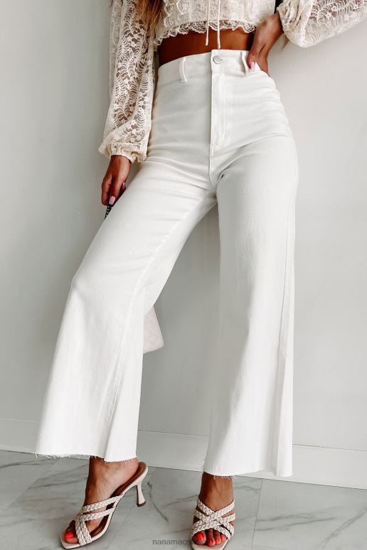 wit volgens plan crop jeans met hoge taille en wijde pijpen NanaMacs HPTT3040