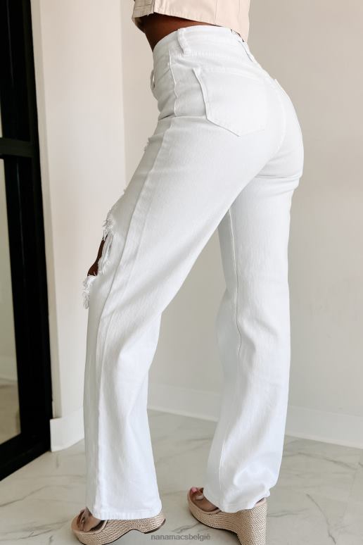 wit wees geen zoute levendige spijkerbroek met hoge taille en wijde pijpen NanaMacs HPTT3406