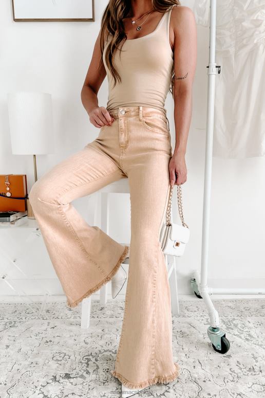 zand mijn eigen tijd halfhoge wijd uitlopende jeans NanaMacs HPTT3512