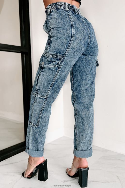 zure was arden high rise acid wash cargo boyfriend jeans NanaMacs HPTT3139