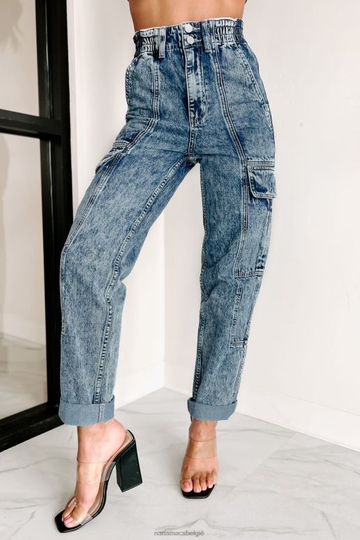 zure was arden high rise acid wash cargo boyfriend jeans NanaMacs HPTT3139