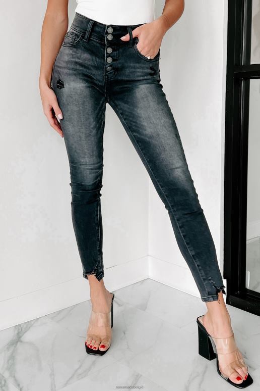 zwart dinorah vliegende aap skinny jeans met hoge taille en knopen NanaMacs HPTT3511
