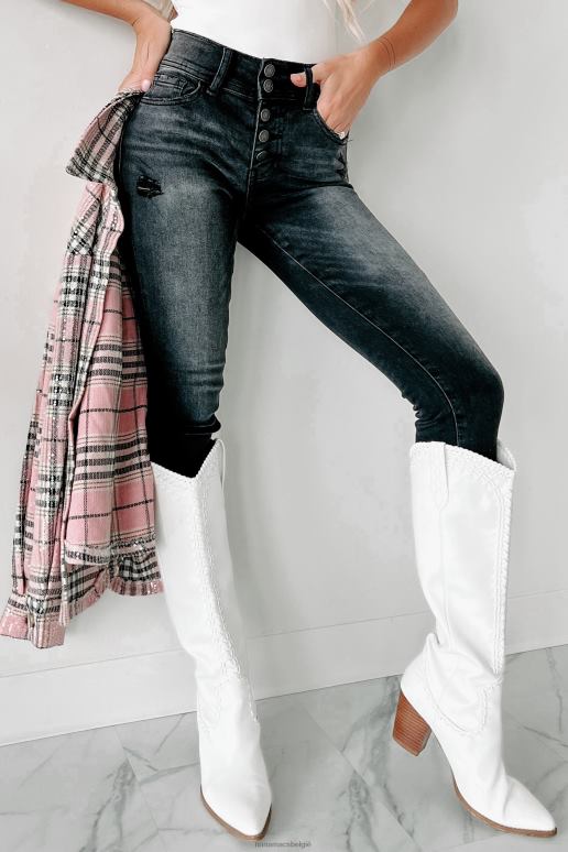 zwart dinorah vliegende aap skinny jeans met hoge taille en knopen NanaMacs HPTT3511