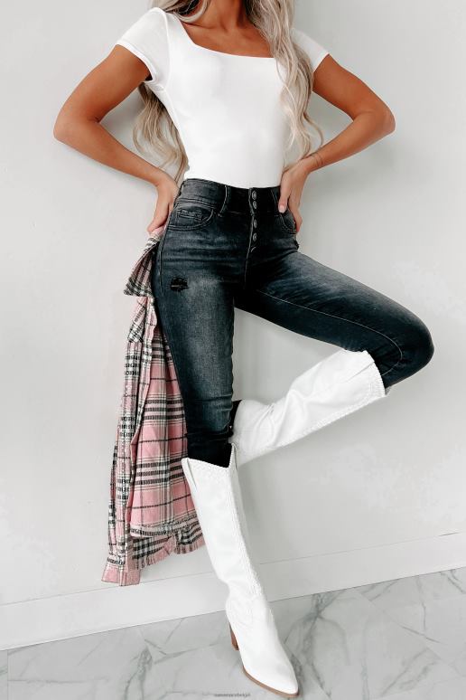 zwart dinorah vliegende aap skinny jeans met hoge taille en knopen NanaMacs HPTT3511