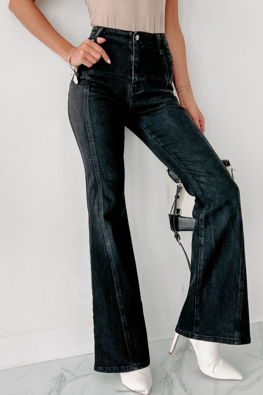 zwart houd je paarden hoog getailleerde flare jeans NanaMacs HPTT3430