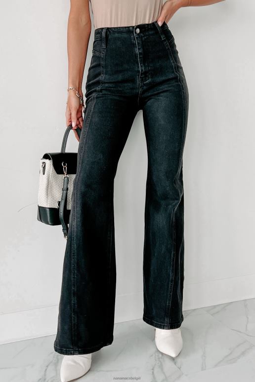 zwart houd je paarden hoog getailleerde flare jeans NanaMacs HPTT3430