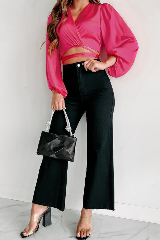 zwart volgens plan crop jeans met hoge taille en wijde pijpen NanaMacs HPTT3382