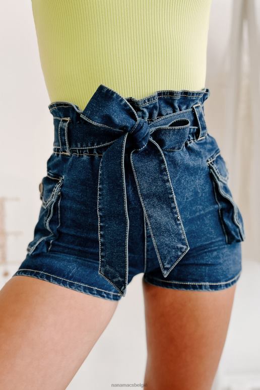 donkere denim meer dan levensgrote cargo denim paperbag short NanaMacs HPTT2729