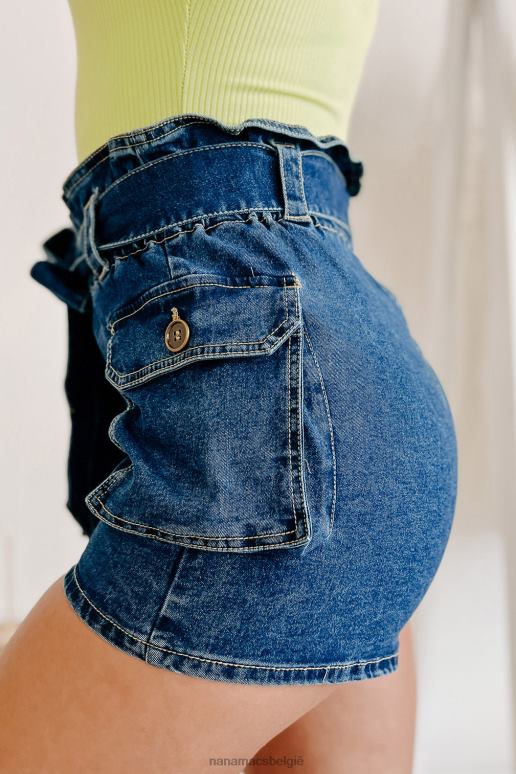 donkere denim meer dan levensgrote cargo denim paperbag short NanaMacs HPTT2729