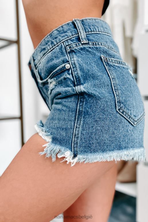 gemiddelde wijnoogst summer crush 90's sneak peek distressed denim short met hoge taille NanaMacs HPTT2881
