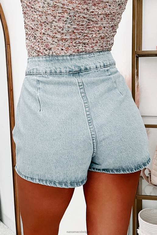 gewassen denim no secret high-rise shorts met strass gespen NanaMacs HPTT2944
