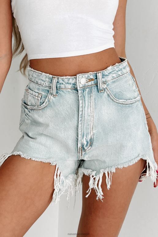 licht denim Talia afgesneden denim short met hoge taille NanaMacs HPTT2721