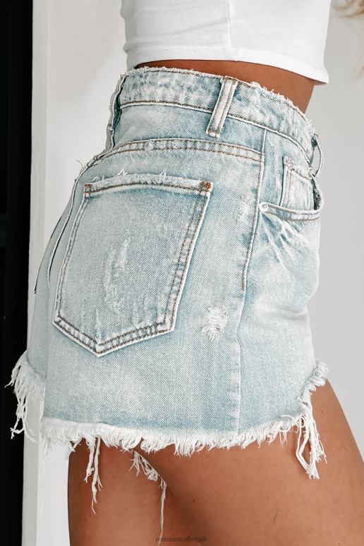 licht denim Talia afgesneden denim short met hoge taille NanaMacs HPTT2721
