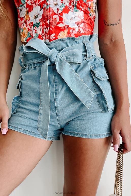 licht denim meer dan levensgrote cargo denim paperbag short NanaMacs HPTT2728