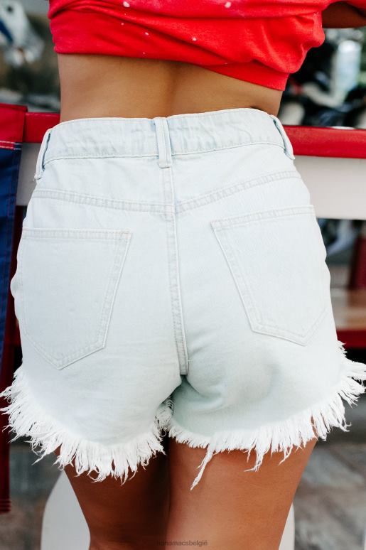 licht denim take my number hoge taille verfraaid met strassteentjes NanaMacs HPTT2902