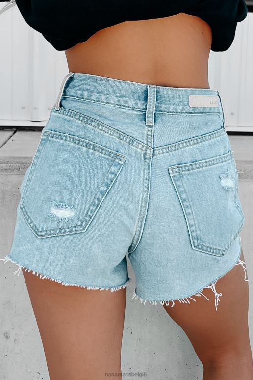 licht denim vrije tijd mom short met hoge taille en knoopsluiting in cello NanaMacs HPTT2889