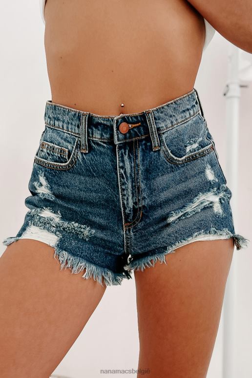 medium donker be honest sneak peek distressed denim short met hoge taille NanaMacs HPTT3014