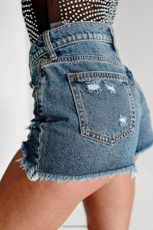 medium donker be honest sneak peek distressed denim short met hoge taille NanaMacs HPTT3014