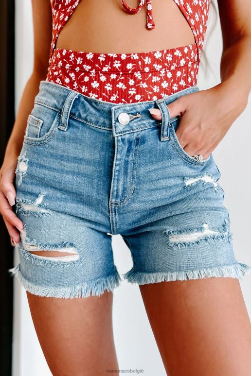 medium spijkerstof lina celloshort met hoge taille en gerafelde zoom NanaMacs HPTT2849