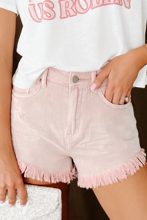 roos summer stories denim short met hoge taille en gerafelde zoom NanaMacs HPTT2957