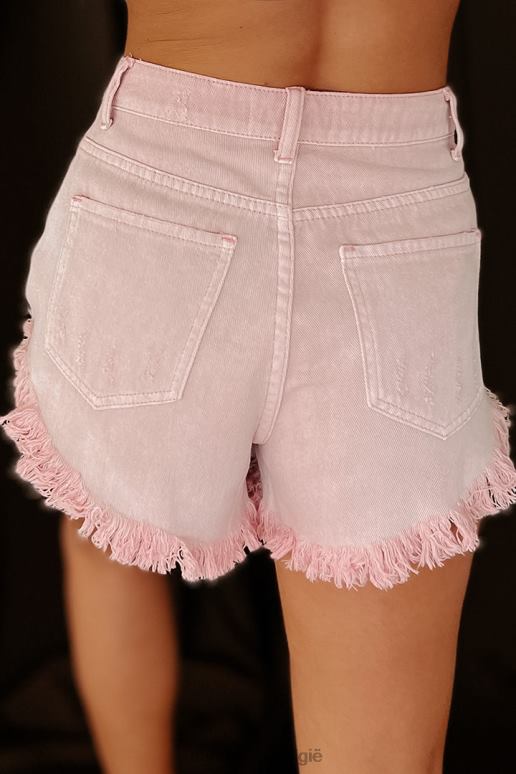 roos summer stories denim short met hoge taille en gerafelde zoom NanaMacs HPTT2957