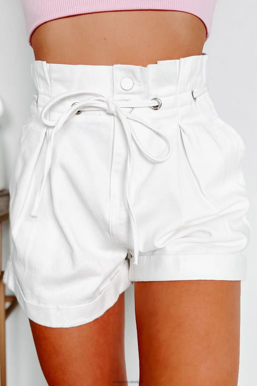 wit Kieran denim shorts met paperbag taille NanaMacs HPTT2937