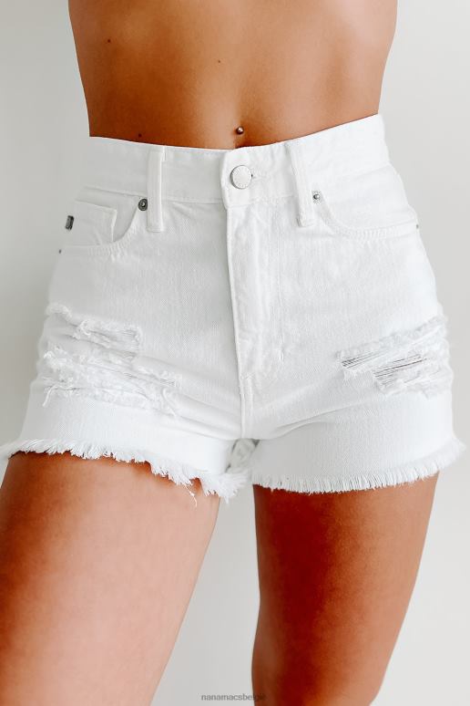 wit eindeloze aandacht hoge taille distressed denim shorts NanaMacs HPTT2783