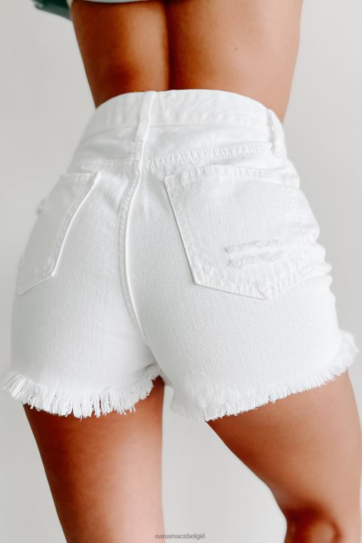 wit eindeloze aandacht hoge taille distressed denim shorts NanaMacs HPTT2783