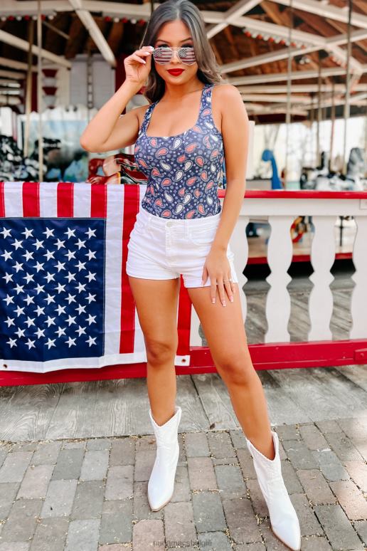 wit kraakheldere high-rise sneak peek denim short met boorden NanaMacs HPTT2893