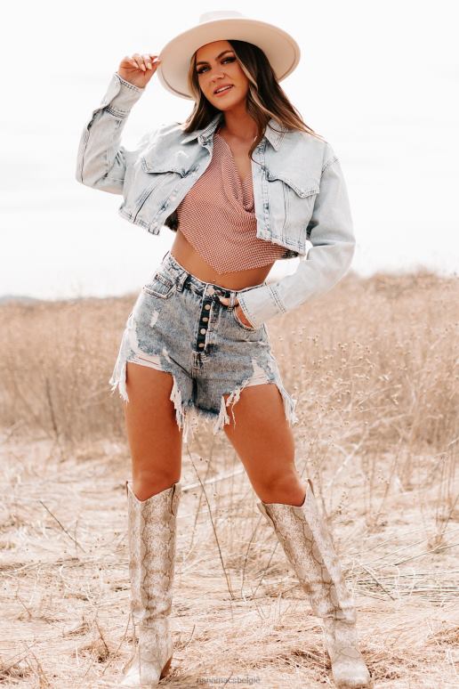 zuur denim kick back short met hoge taille en knopen NanaMacs HPTT2723