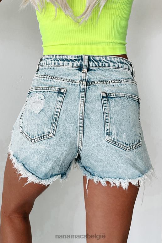 zuur licht uriah verontruste acid denim short met hoge taille NanaMacs HPTT2755