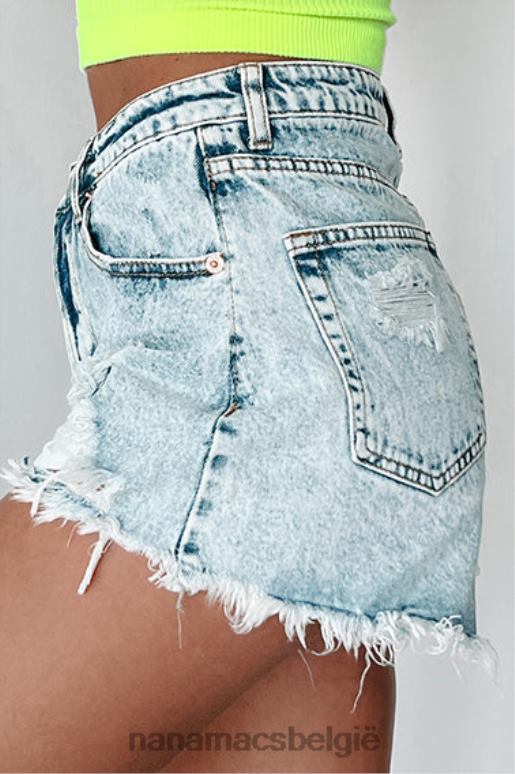 zuur licht uriah verontruste acid denim short met hoge taille NanaMacs HPTT2755