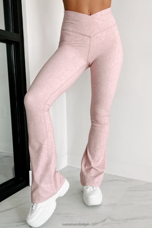 roze hunkerend naar comfort mineraal gewassen gekruiste wijd uitlopende leggings NanaMacs HPTT3346