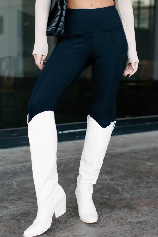 zwart fijne legging met hoge taille en split aan de voorkant NanaMacs HPTT3361